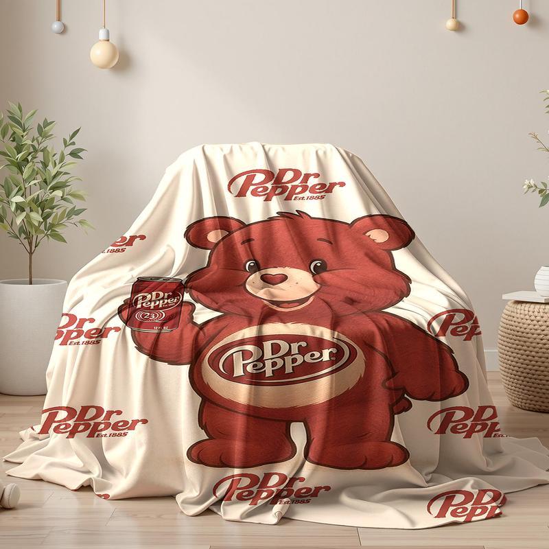 Dr Pepper "Cute Bear" Branded Home Blankets (Est.1885) – Knitted/Coral Fleece