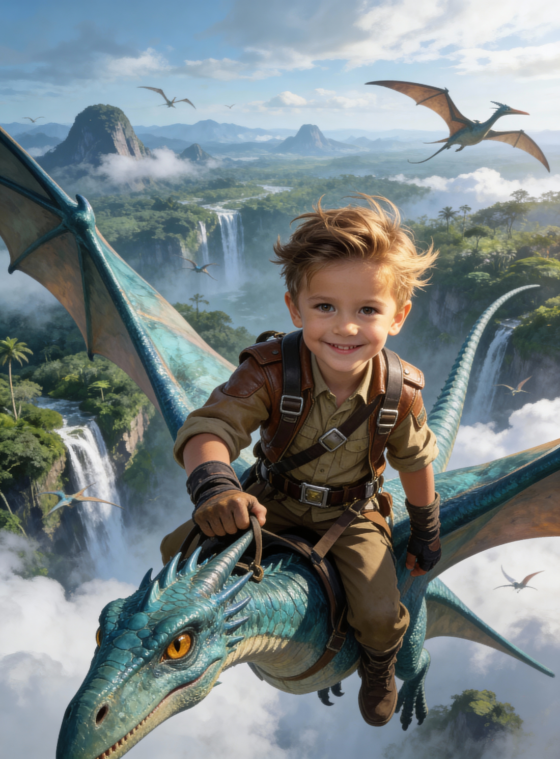 Personalized Dinosaur Kid Canvas – Custom Name Adventure Wall Art