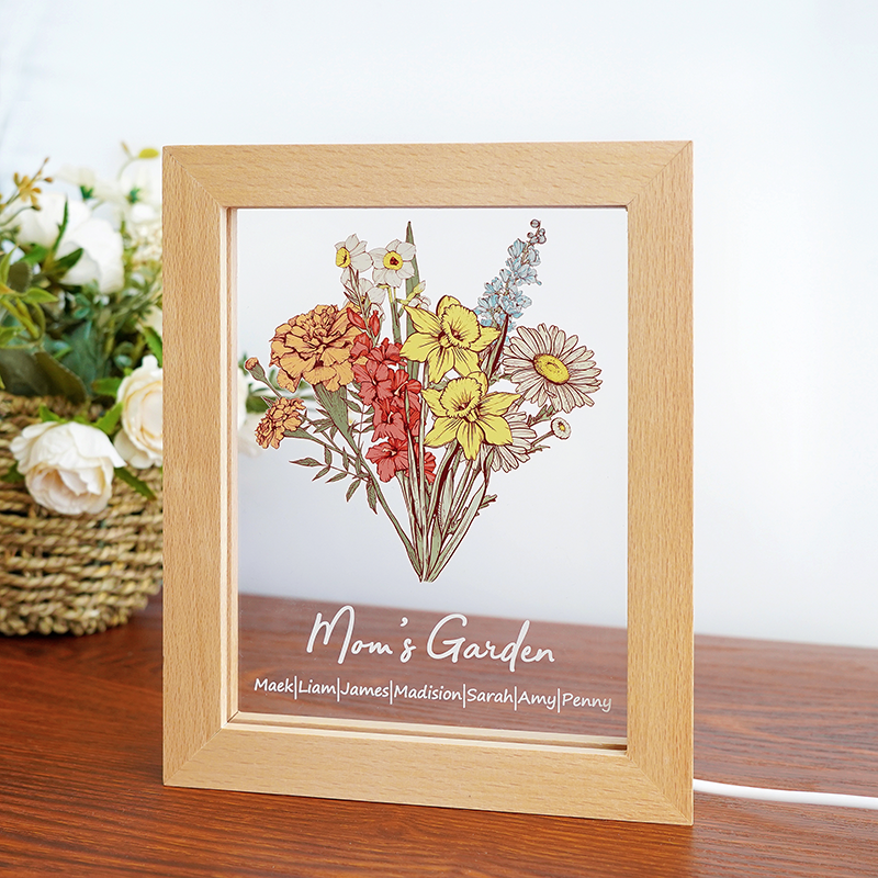 Birth Flower Family Bouquet Personalized Names Light – Unigifta