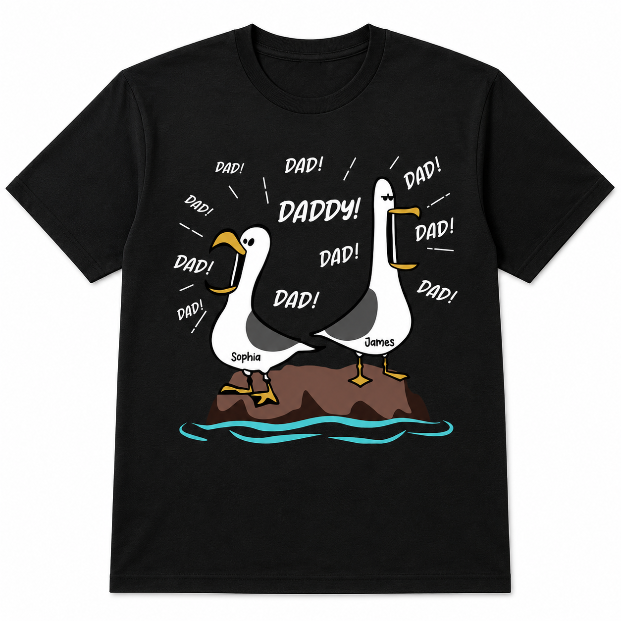 Personalized Seagull Dad Shirt - Custom Kids Names Funny Father’s Day Gift Tee