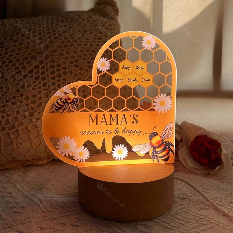Mama's Reasons To Bee Happy - Personalized Acrylic Name Plaque