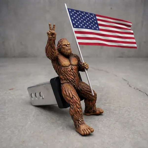 Patriot Bigfoot Trailer Hitch With Waving American Flag