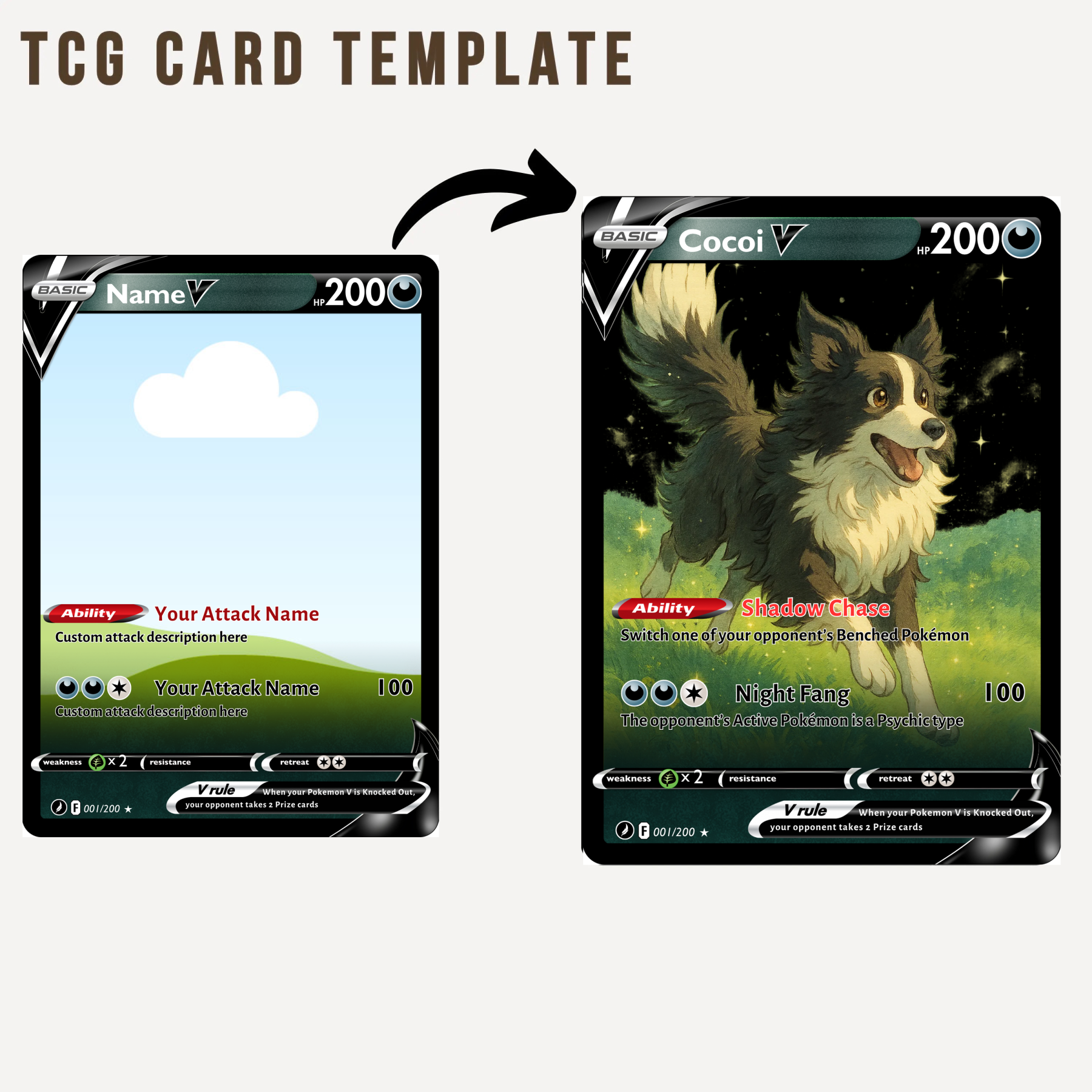 Custom Anime Pet Multiple Attributes Petmon V Card