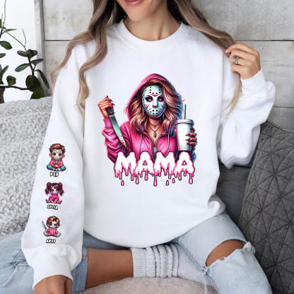 Personalized Horror Mask Mama Halloween Sweatshirt