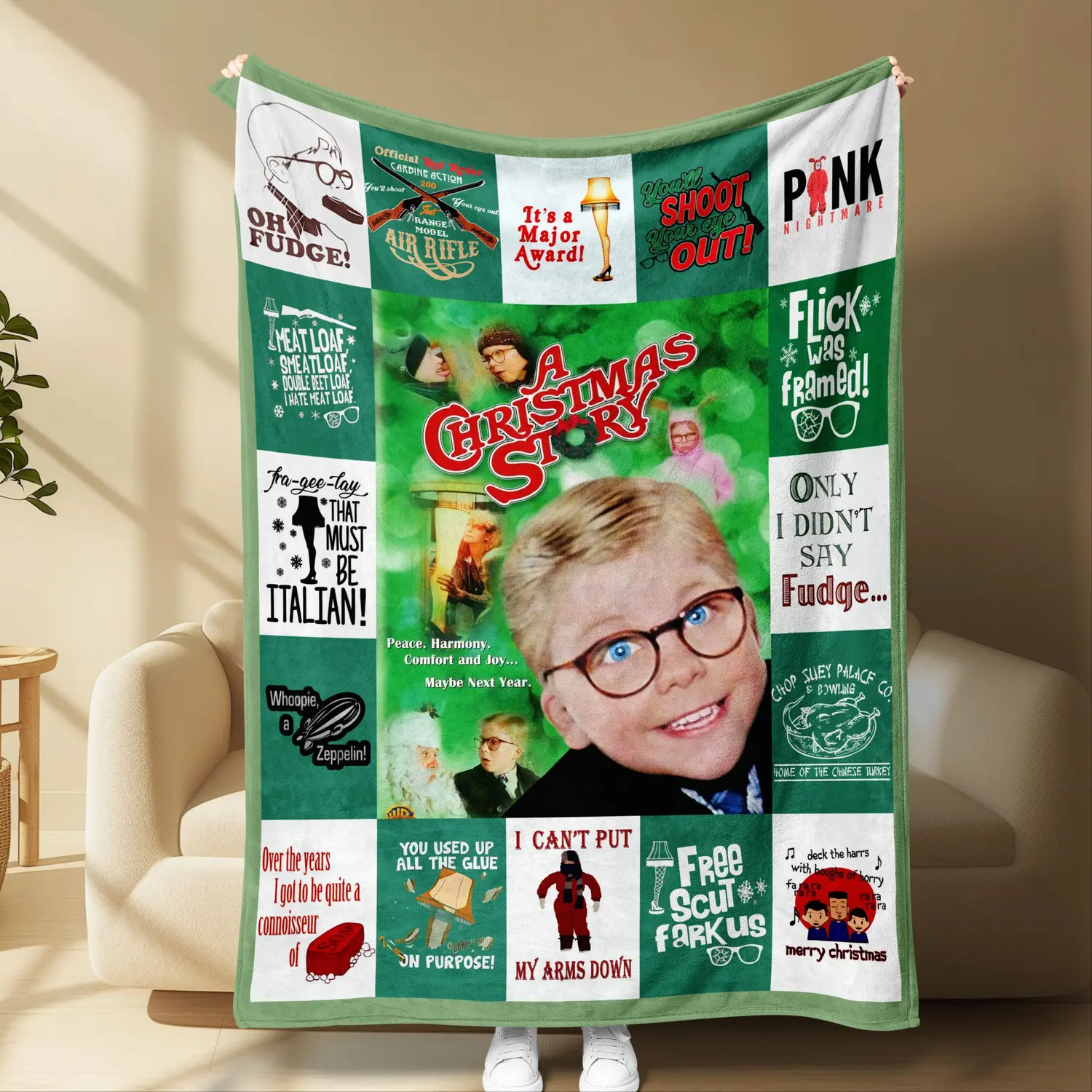 Christmas Story Themed Throw Blanket