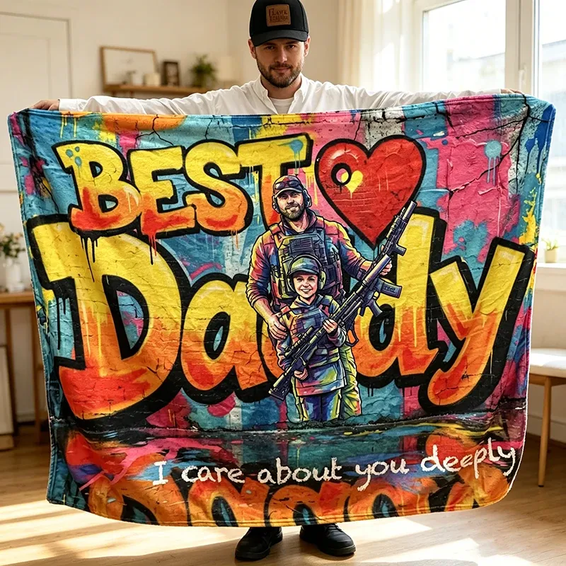 Custom Best Grandpa Graffiti Art Family Blanket