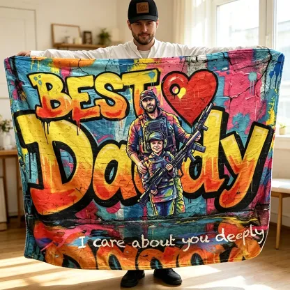 Custom Best Grandpa Graffiti Art Family Blanket