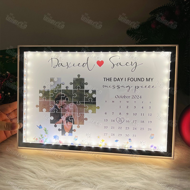 The Day I Found My Missing Piece Light Mirror Personalized Gift