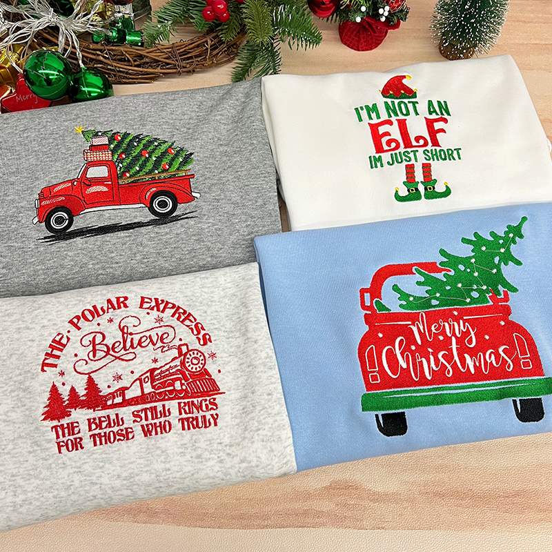 I'm not Short I'm Just a Tall Elf Jumper Embroidered Sweatshirt Funny Saying Elf Christmas Jumper, Funny Matching Family Christmas Sweatshirt