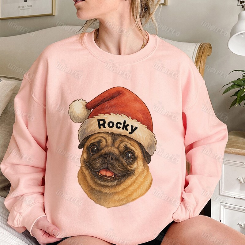 Custom Pet Santa Hat Christmas Sweatshirt