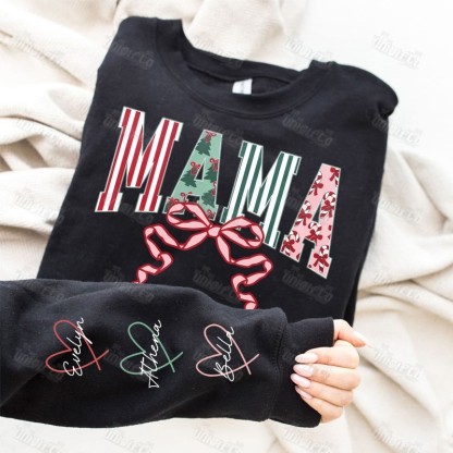 Christmas “MAMA” Personalized Sweatshirt - Festive Maternal Apparel with Custom Details