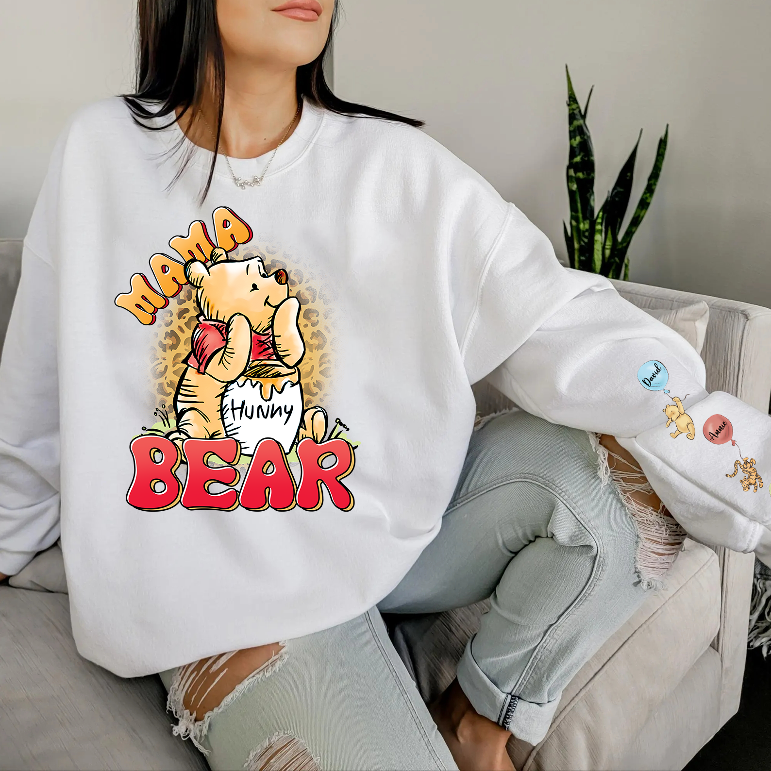 Custom Mama Bear  sweatshirt Cartoon Honey Bear Mom sweatshirt
