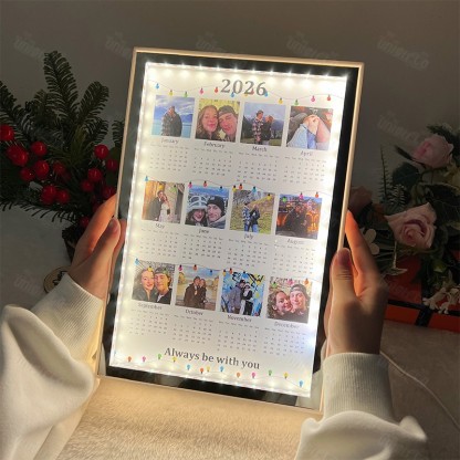 Personalized 2026 Calendar Mirror Light Box with Photo