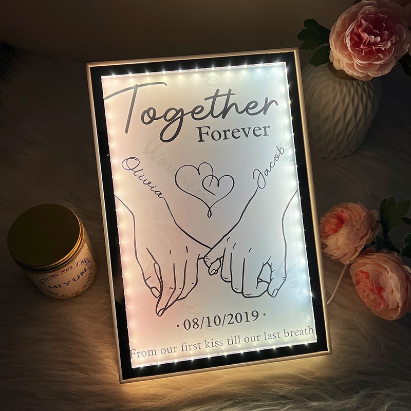 Together Forever From Our First Kiss Till Our Last Breath Custom horizontal Frame Light Box