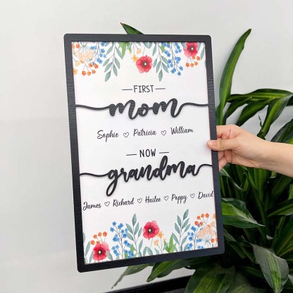 First Mom Now Grandma-Family Personalized Names Frame