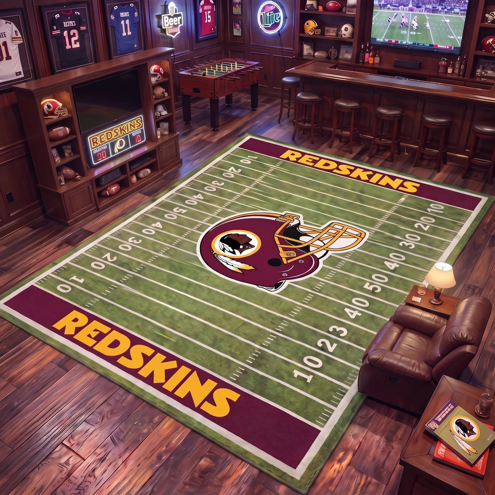 Football Team Field Rug Game Day Room Decor