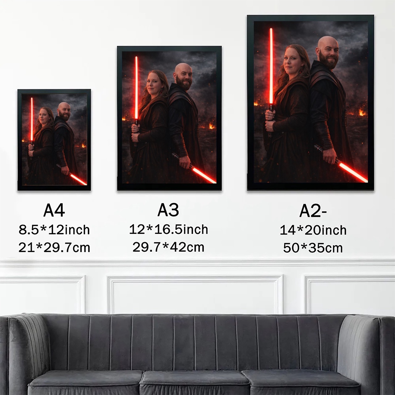 Custom Lightsaber Galactic Hero Couple Portrait Frame Gift🌍