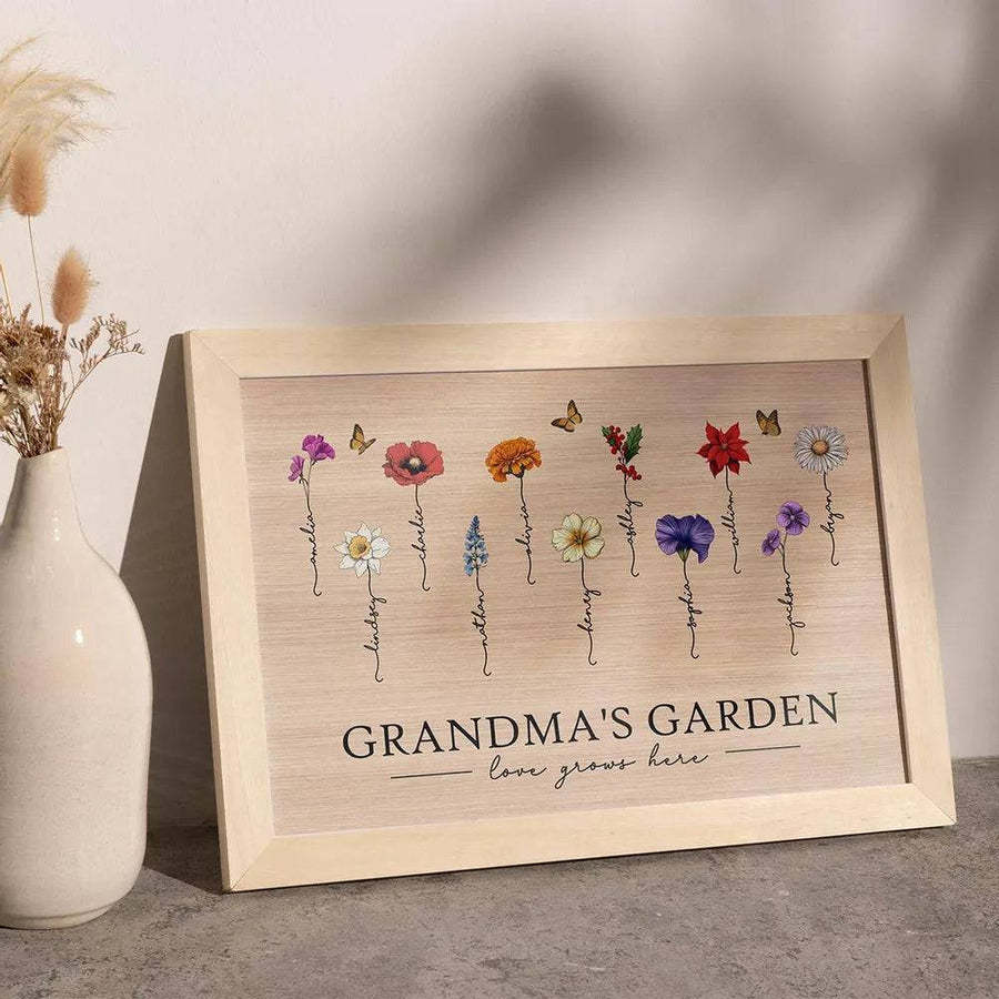 Personalized Birth Month Flower Gift for Grandma or Mom - Beautiful Poster or Canvas