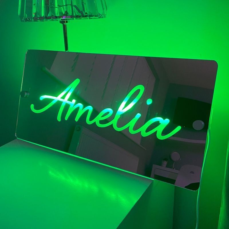 Personalized Led Mirror Light Customized Name Warm Gift For Friends