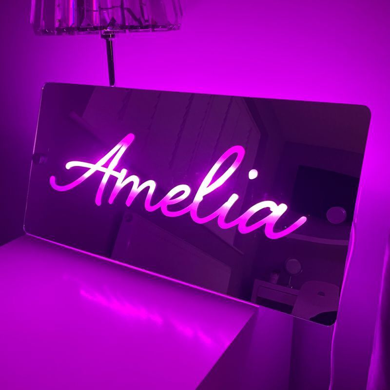 Personalized Led Mirror Light Customized Name Warm Gift For Friends