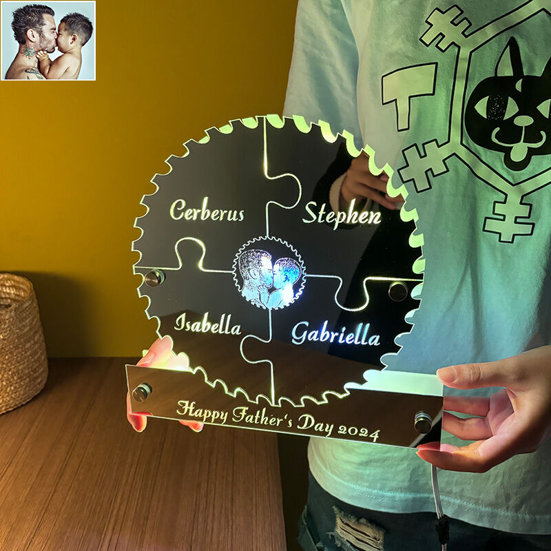 Personalized Sawtooth Mirror Lamp Cool Gift For Dad