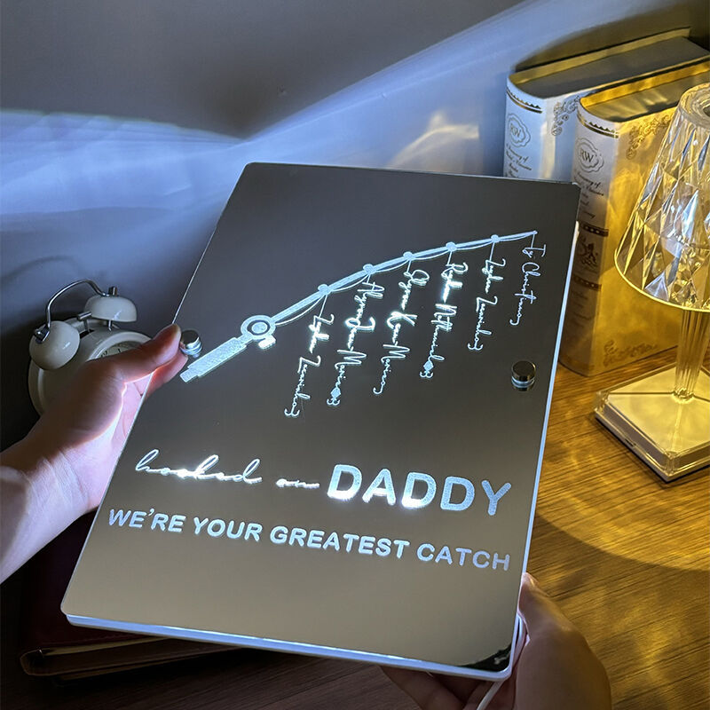Personalized Mirror Lamp With Fish Hook Customized Child's Name Christmas Gift