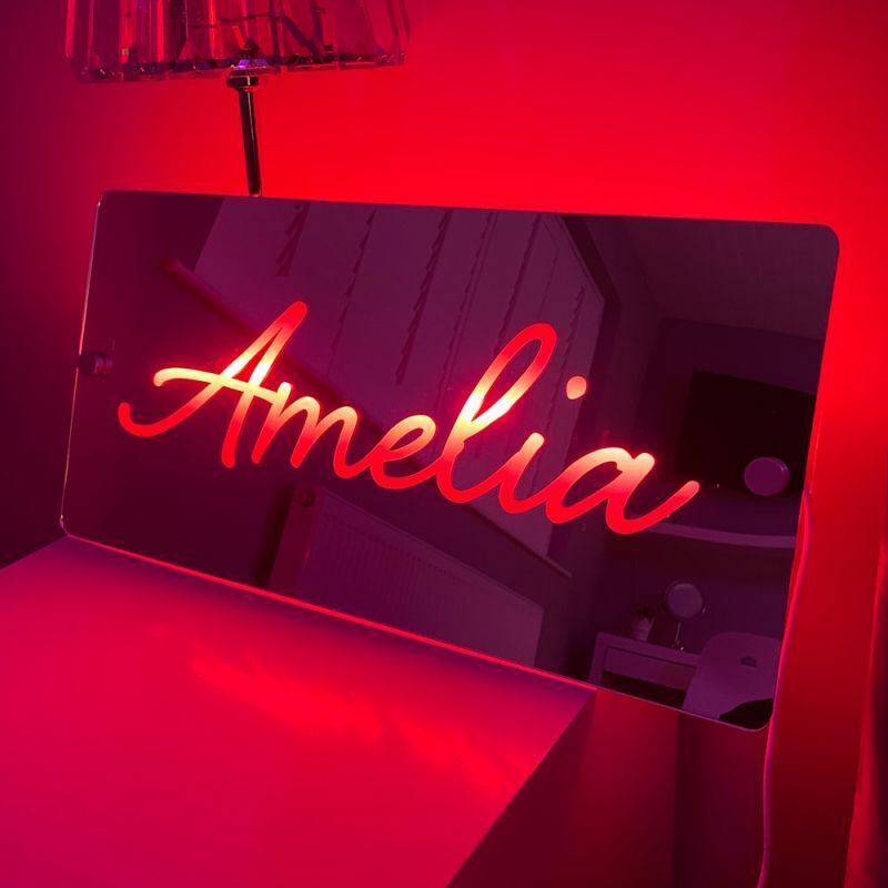 Personalized Led Mirror Light Customized Name Warm Gift For Friends