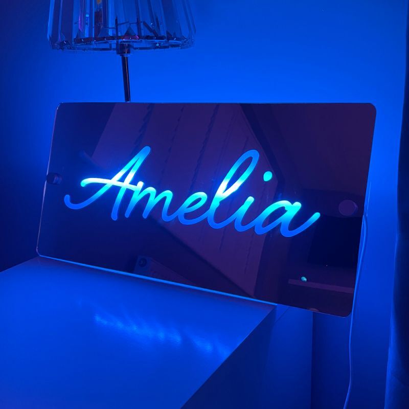 Personalized Led Mirror Light Customized Name Warm Gift For Friends