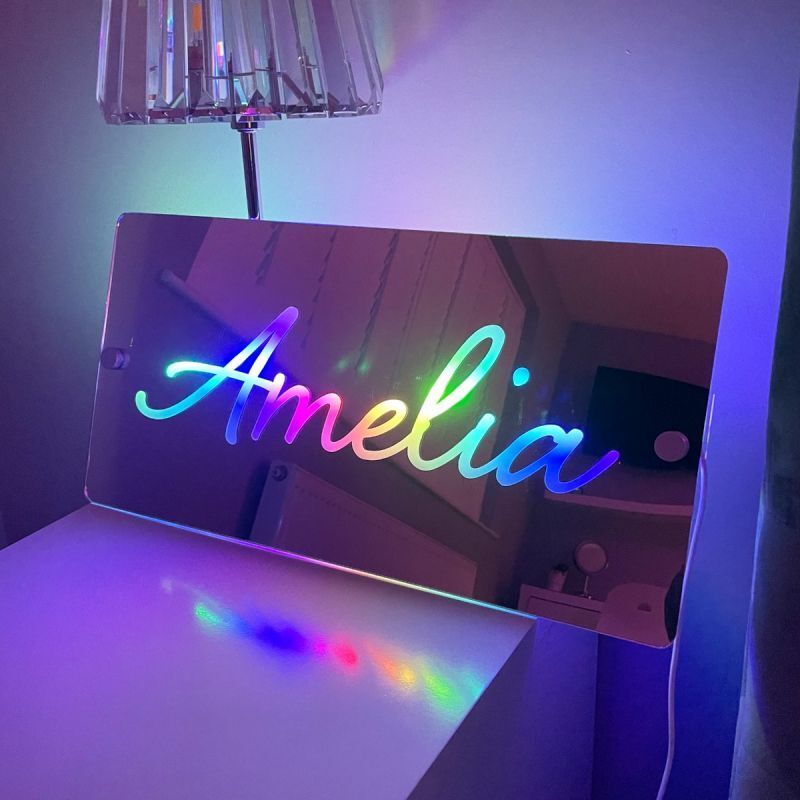 Personalized Led Mirror Light Customized Name Warm Gift For Friends