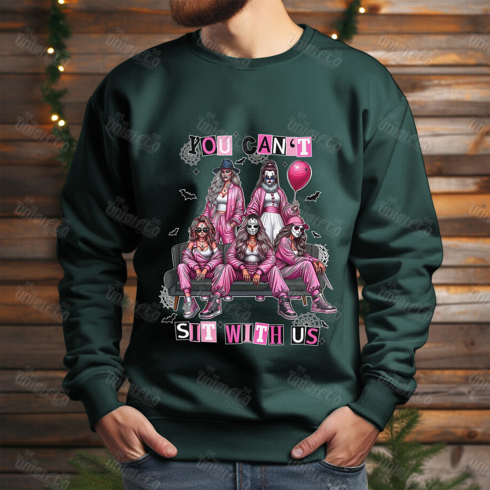 "Spooky Mean Girls" You Can't Sit With Us Halloween Crewneck Sweatshirt (Multi-Color)
