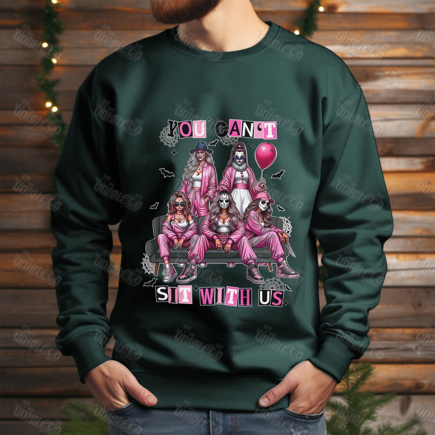 "Spooky Mean Girls" You Can't Sit With Us Halloween Crewneck Sweatshirt (Multi-Color)