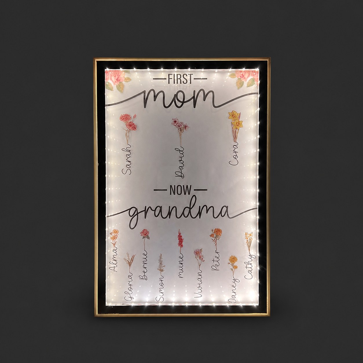 First Mom Now Grandma - Personalized Frame Mirror Light Box