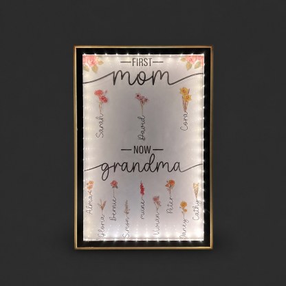 First Mom Now Grandma - Personalized Frame Mirror Light Box