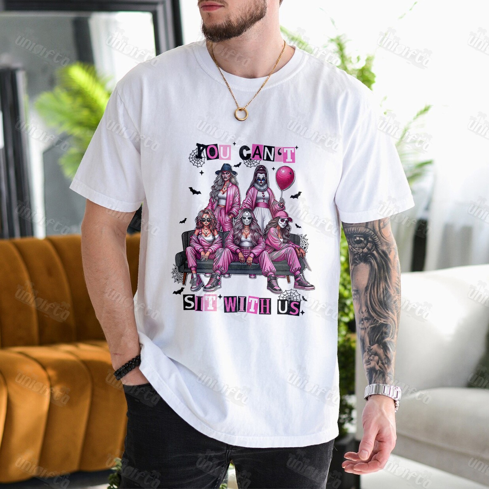 "Spooky Mean Girls" You Can't Sit With Us Halloween Crewneck Sweatshirt (Multi-Color)