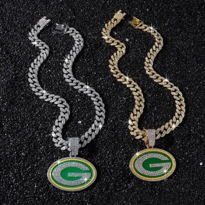 Football Team Cuban Link Pendant Necklace