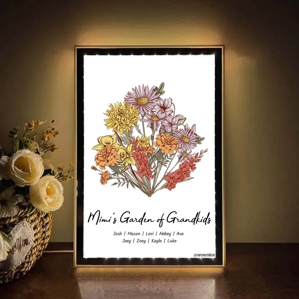 Custom Birth Flower Bouquet - Personalized Mirror Light Box