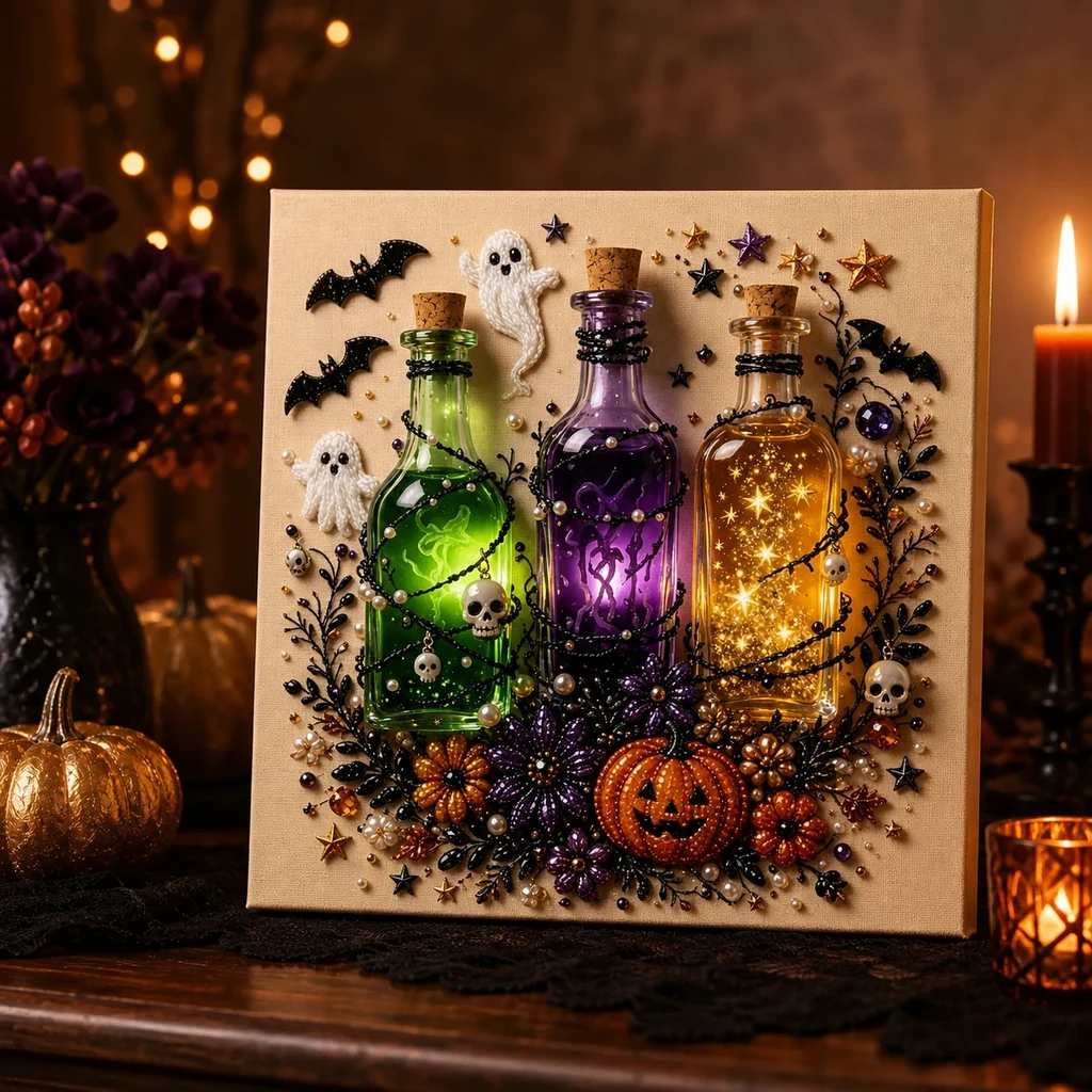 Framed Halloween Potion Bottle Pearl Art DIY Kit