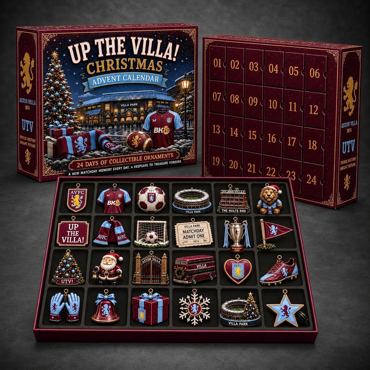 Aston Villa 24-Day Advent Calendar dark gray studio background