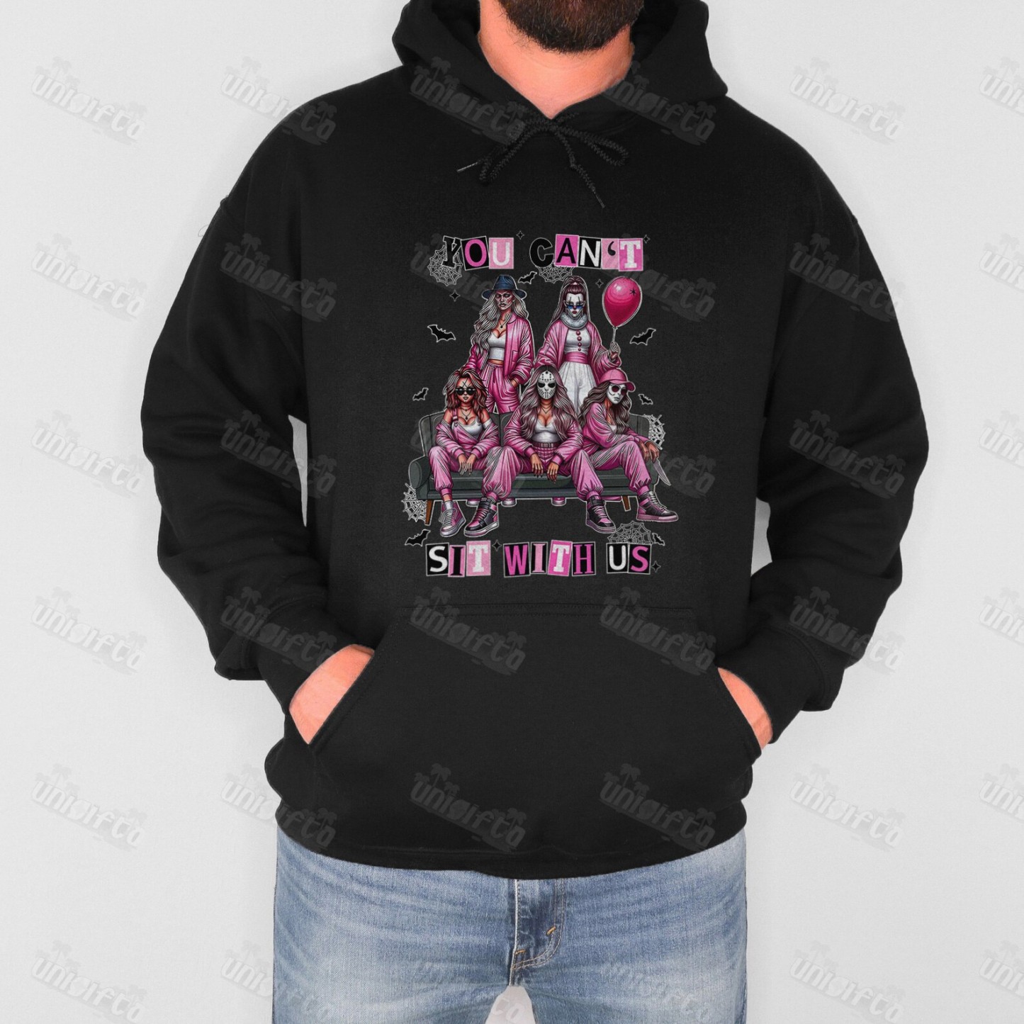 "Spooky Mean Girls" You Can't Sit With Us Halloween Crewneck Sweatshirt (Multi-Color)