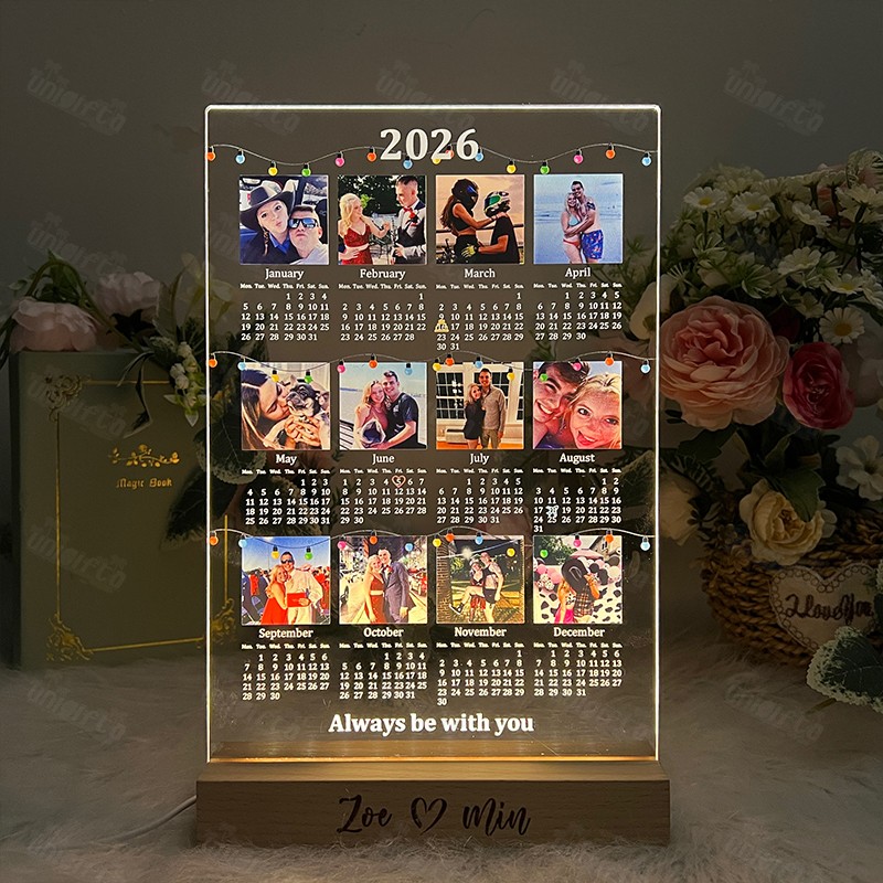 Custom 2026 Calendar LED Light Box with Photo