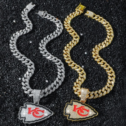 Football Team Cuban Link Pendant Necklace