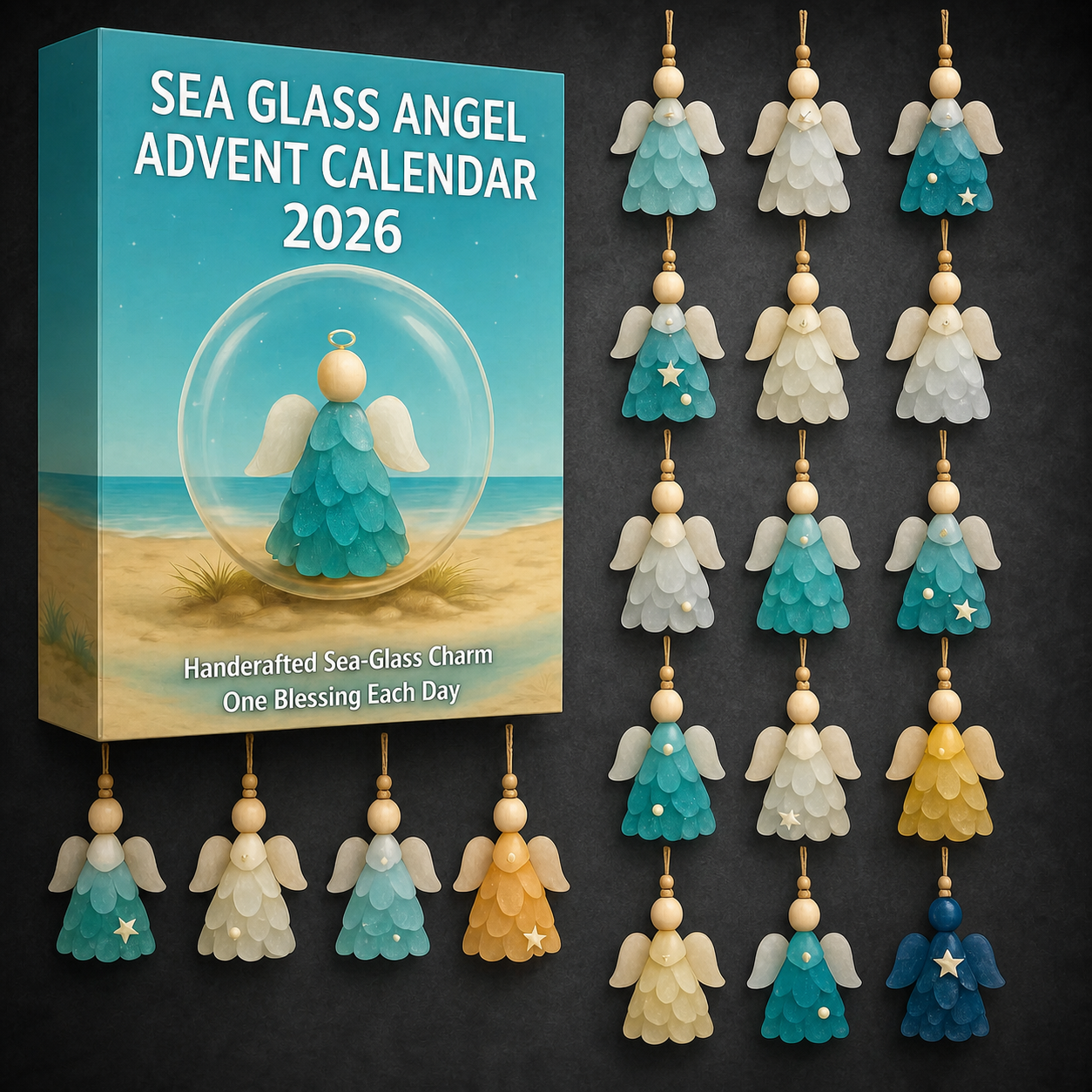 2026 Sea Glass Angel Advent Calendar - 24-Day Christmas Countdown