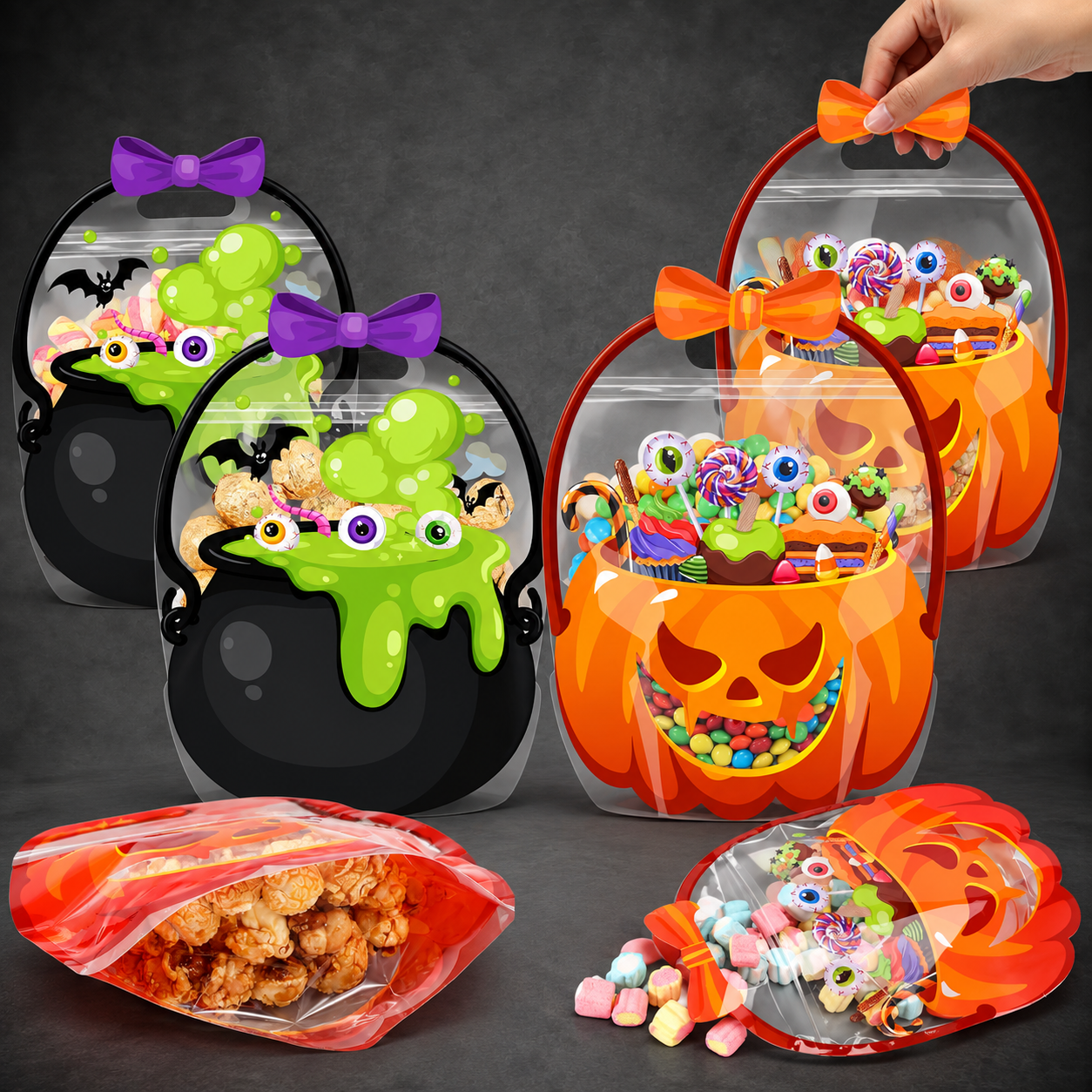 Halloween Plastic Cauldron – Trick-or-Treat Candy Bucket