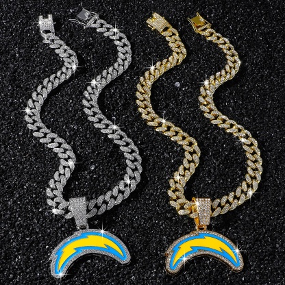 Football Team Cuban Link Pendant Necklace