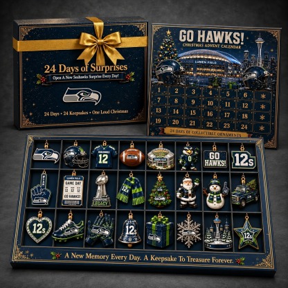 Seattle Seahawks 24-Day Advent Calendar dark gray studio background