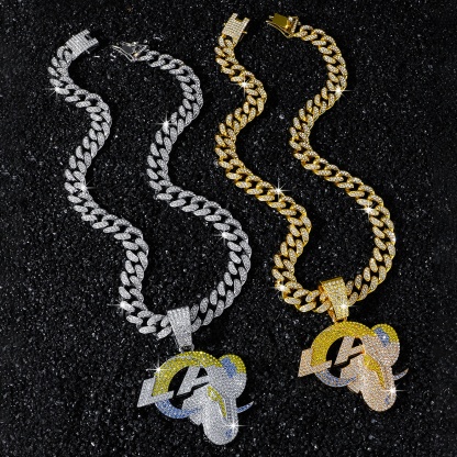 Football Team Cuban Link Pendant Necklace
