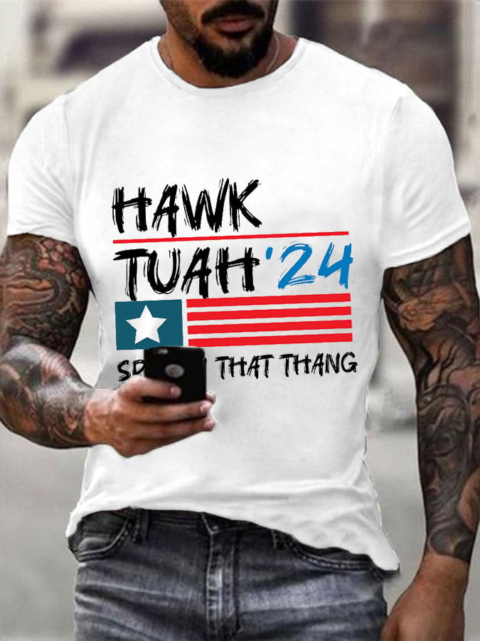 Men's Hawk Tuah Spit On That Thang Casual Tee