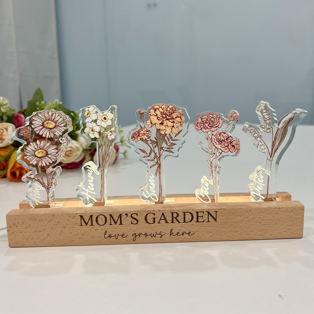 50%OFF✨Custom Birth Flower 3D Crystal Acrylic LED Light