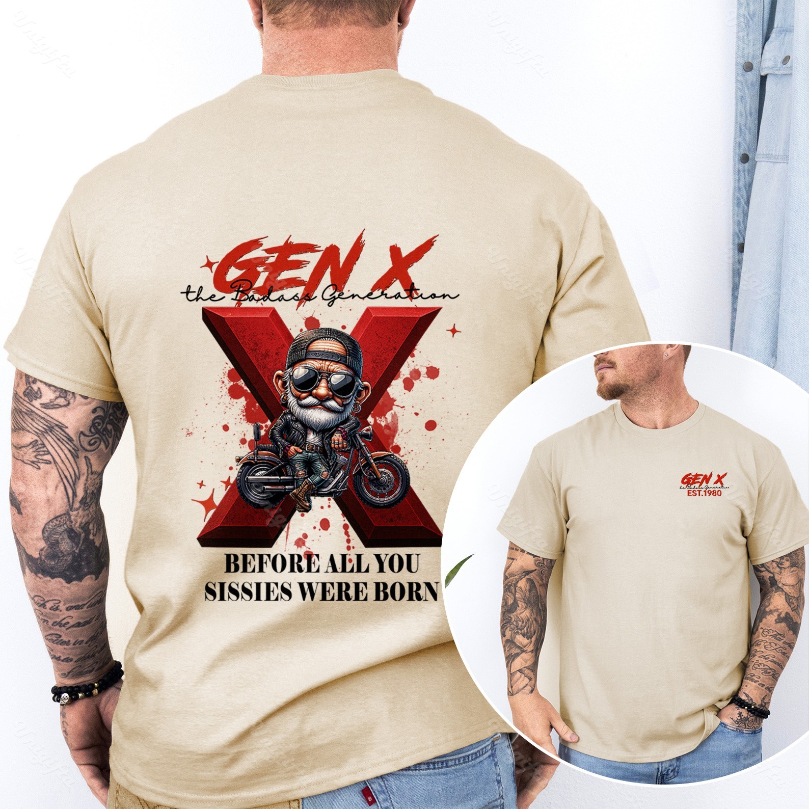 Custom Cool Biker Gen X T-shirt