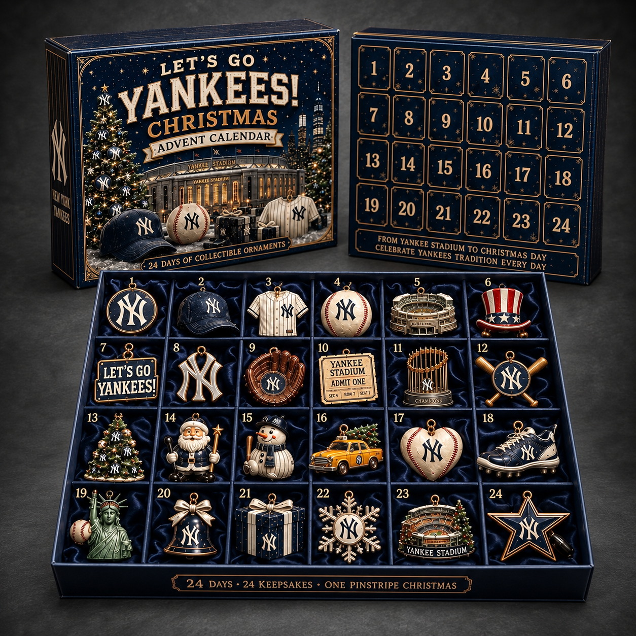 New York Yankees 24-Day Advent Calendar dark gray studio background